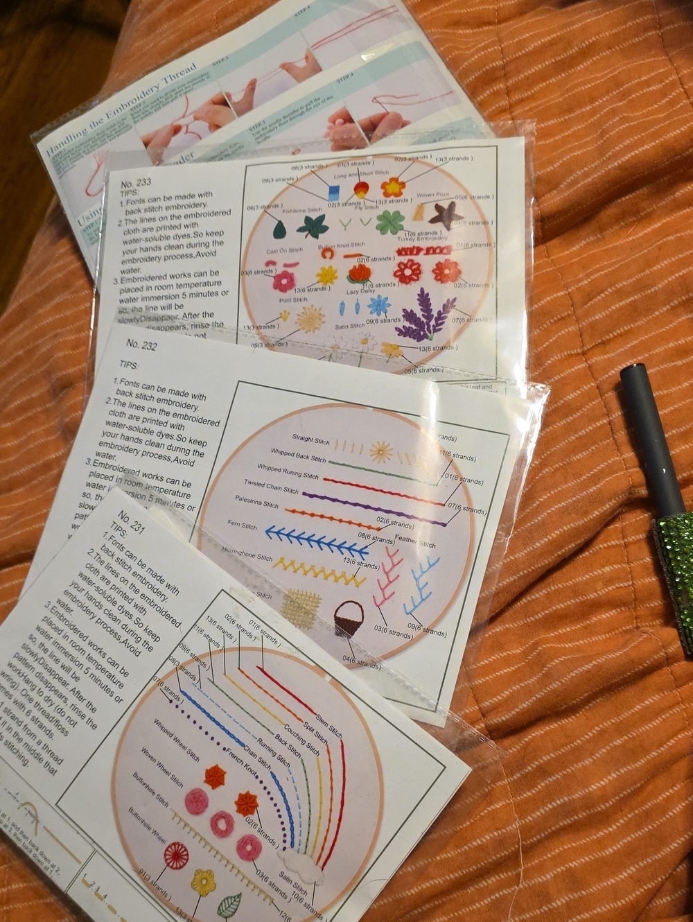 Embroidery Stitch Practice Cards - Assorted Colors